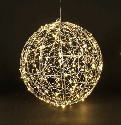 Μπάλα μεταλλική φωτιζόμενη LED Φ40εκ 120L Θερμό Φως IP44 EVIVAK