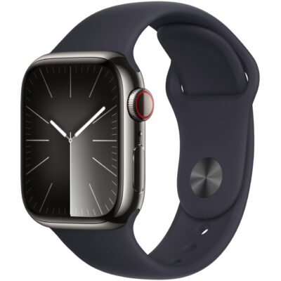 Apple Watch Series 9 41mm GPS eSim NFC IP6X Stainless Steel Case Graphite με Midnight Sport Band MRJ93QF/A