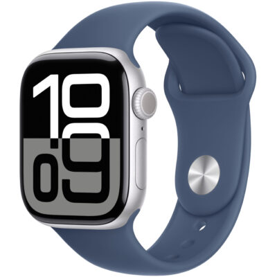 Apple Watch Series 10 Aluminum 46mm GPS eSim NFC IP6X  Aluminum Case Silver με Sport Band Denim MWWM3QH/A