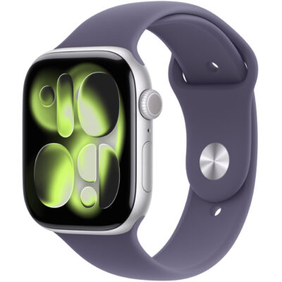 Apple Watch Series 11 (2025) Aluminum 46mm GPS eSim NFC IP6X  Aluminum Case Silver με Sport Band Purple Fog MEVA4ZR/A