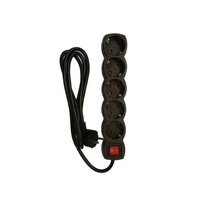 SLGE-905K ΜΑΥΡΟ ΠΟΛΥΠΡΙΖΟ 5-ΘΕΣΕΩΝ ΜΕ ΔΙΑΚΟΠΤΗ