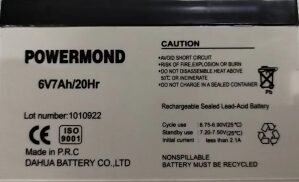 Μπαταρία 6V/ 7.0Ah POWERMOND Επαναφορτιζόμενη Μολύβδου