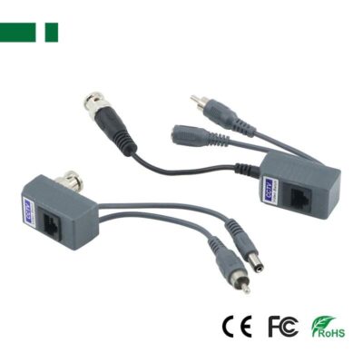 ANGA Video Balun Παθητικό PS-H206PA (Ζεύγος) 350 - 550 Μέτρα με καλώδιο σε αρσενικό BNC & καλώδιο με DC Jack σε RJ45
