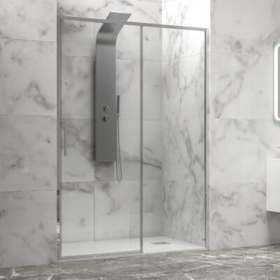 Καμπίνα από τοίχο σε τοίχο με διάφανο κρύσταλλο LEA 400 Cromo KARAG