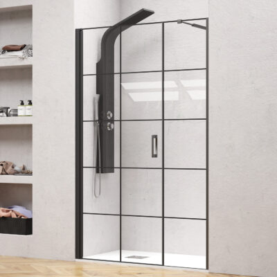 Καμπίνα από τοίχο σε τοίχο με frame κρύσταλλο NERO 5 PORTA Black KARAG