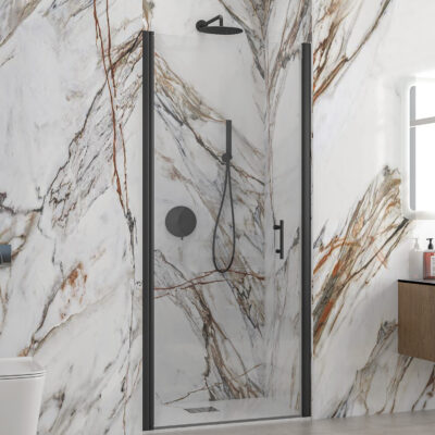 Καμπίνα από τοίχο σε τοίχο με διάφανο κρύσταλλο S 28 ALTO PORTA Black KARAG 95x200cm