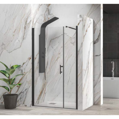 Καμπίνα από τοίχο σε τοίχο με διάφανο κρύσταλλο S 5 ALTO Black KARAG 170x200cm (σταθερό 90cm)