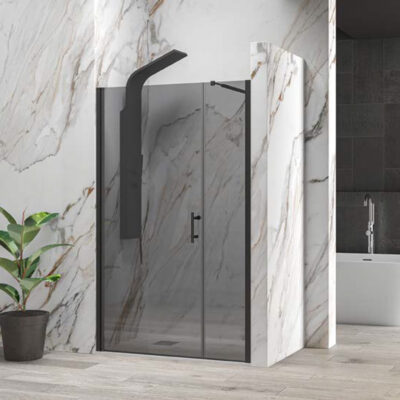 Καμπίνα από τοίχο σε τοίχο με fume κρύσταλλο S 5 ALTO Black KARAG 145x200cm (σταθερό 70cm)
