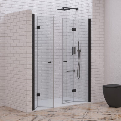 Καμπίνα από τοίχο σε τοίχο με διάφανο κρύσταλλο S 7 DP Black KARAG 120x200cm