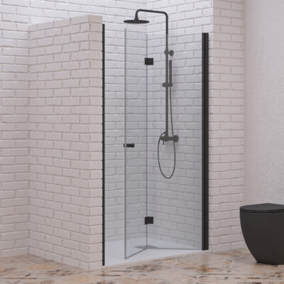 Καμπίνα από τοίχο σε τοίχο με διάφανο κρύσταλλο S 7 PORTA Black KARAG 90x200cm