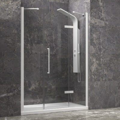 Καμπίνα από τοίχο σε τοίχο με διάφανο κρύσταλλο TINOS 600 White KARAG