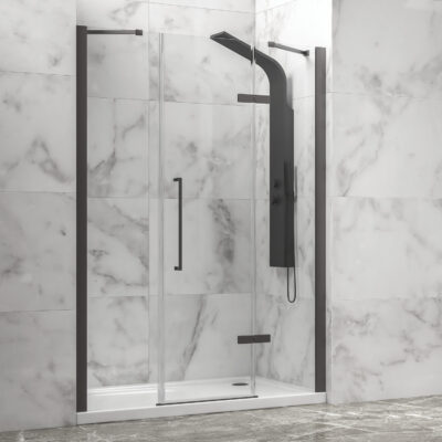 Καμπίνα από τοίχο σε τοίχο με διάφανο κρύσταλλο TINOS 600 Gun Metal KARAG