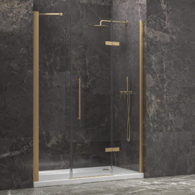 Καμπίνα από τοίχο σε τοίχο με διάφανο κρύσταλλο TINOS 600 Gold KARAG 155x200cm