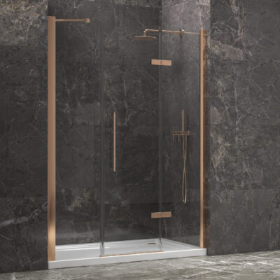 Καμπίνα από τοίχο σε τοίχο με διάφανο κρύσταλλο TINOS 600 Rose Gold KARAG