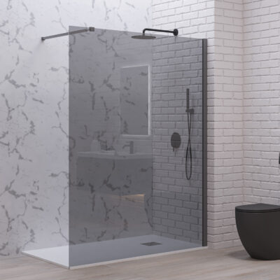 Σταθερό διαχωριστικό ντουζιέρας με fume κρύσταλλο WALKIN 1 Gun Metal KARAG 100x200cm