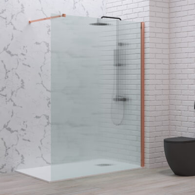 Σταθερό διαχωριστικό ντουζιέρας με flute κρύσταλλο WALKIN 1 Rose Gold KARAG 120x200cm