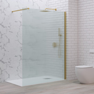 Σταθερό διαχωριστικό ντουζιέρας με flute κρύσταλλο WALKIN 1 Gold KARAG 80x200cm