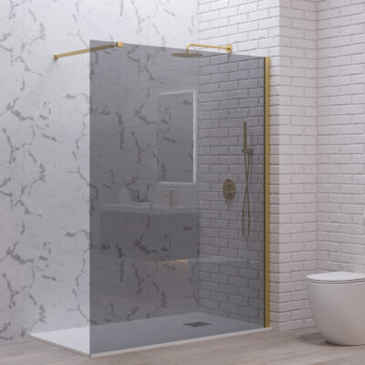 Σταθερό διαχωριστικό ντουζιέρας με fume κρύσταλλο WALKIN 1 Gold KARAG 80x200cm