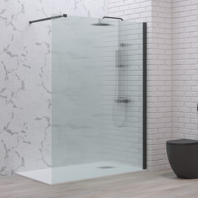 Σταθερό διαχωριστικό ντουζιέρας με flute κρύσταλλο WALKIN 1 Black KARAG