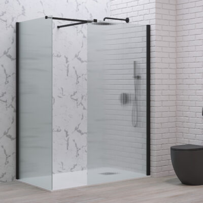 Σταθερά διαχωριστικά ντουζιέρας με flute κρύσταλλο WALKIN 2 Black KARAG