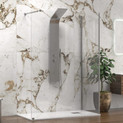 Σταθερό διαχωριστικό ντουζιέρας με διάφανο κρύσταλλο WALKIN 4 Cromo KARAG 120x100x200cm